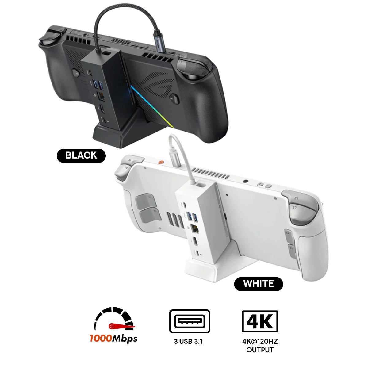 JSAUX USB-C 6-in-1 Multifunctional Docking Station (Black, White) (HB0609)