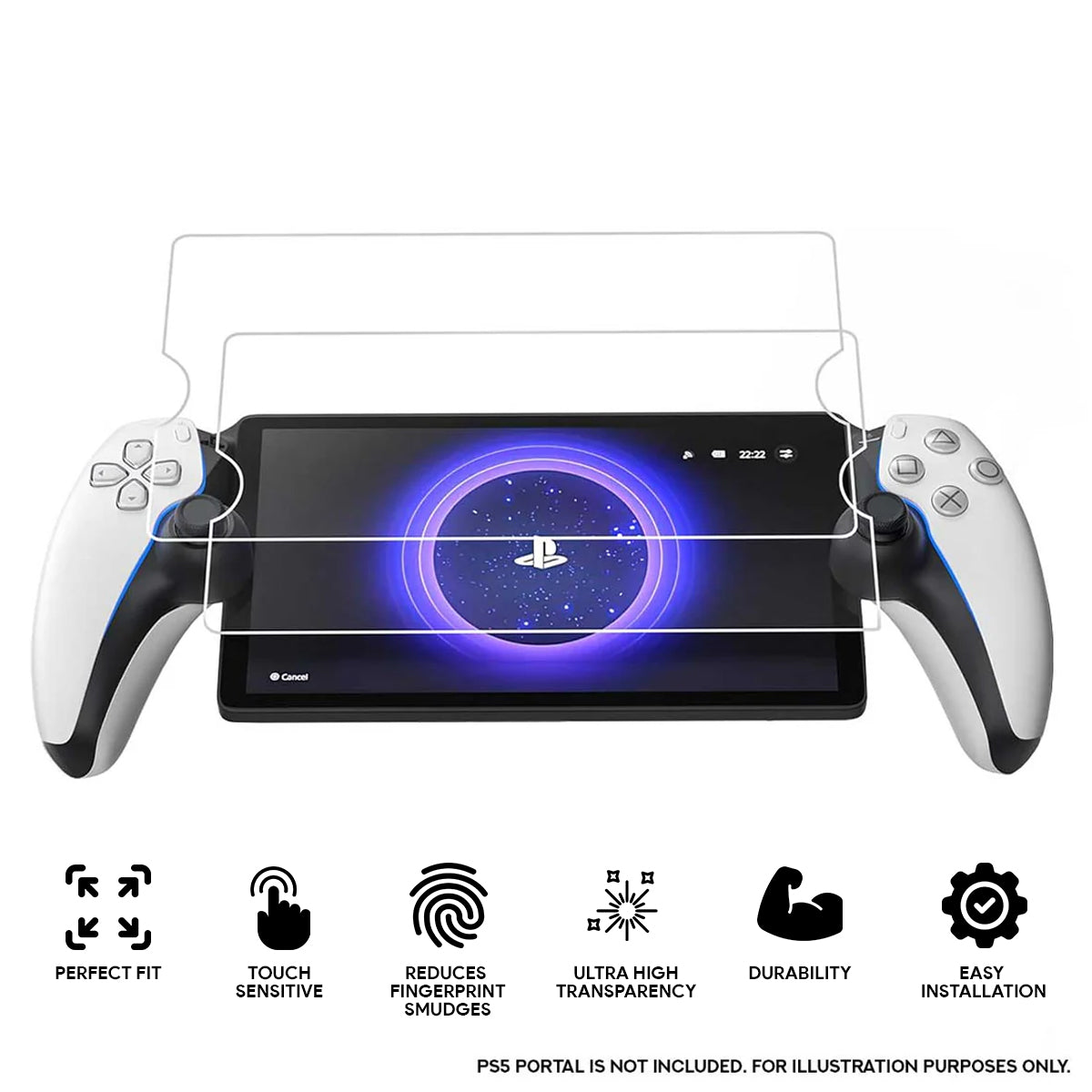 JSAUX Ultra Clear Tempered Glass Screen Protector for PS5 Portal 2-Pack (GP0121)