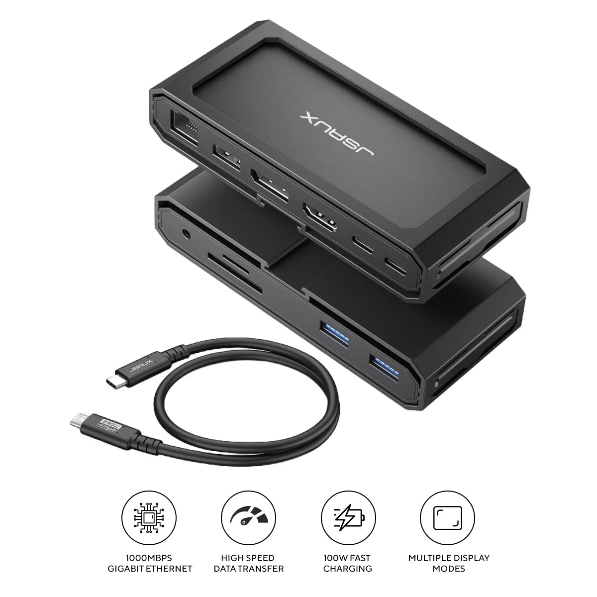 JSAUX USB-C 11-in-1 Docking Station for Steam Deck/ Steam Deck OLED/ ROG Ally/ ROG Ally X/ Switch/ Legion Go (Black) (HB1101)