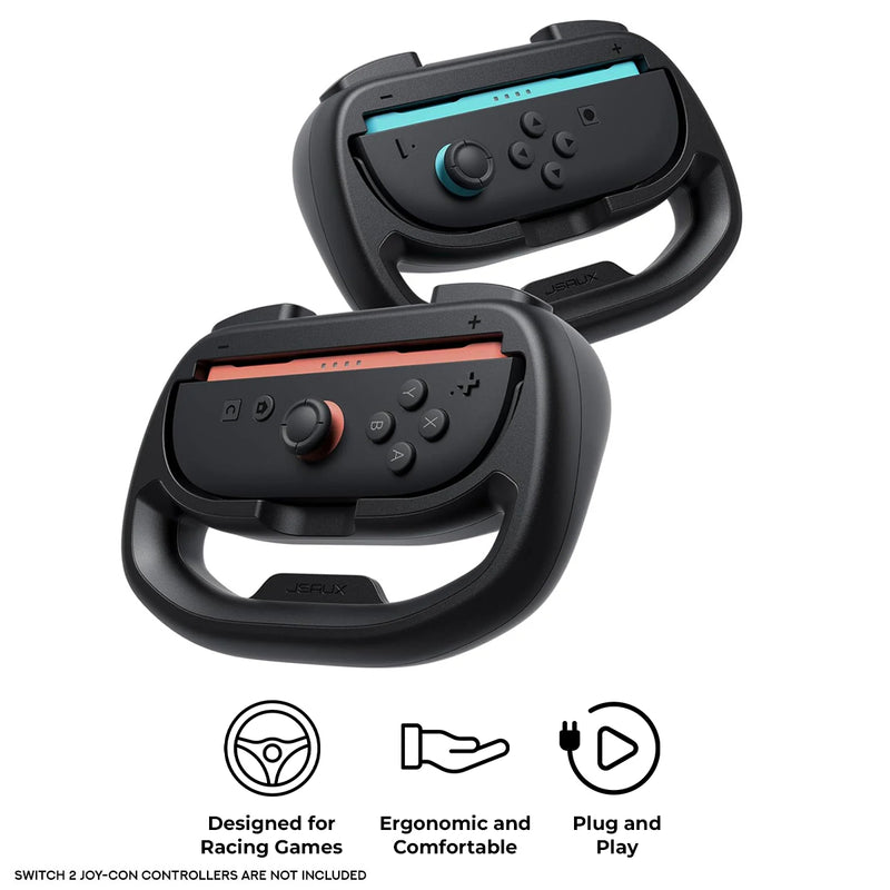 JSAUX Racing Steering Wheel 2-Pack for Nintendo Switch 2 (Black) (GP0403)
