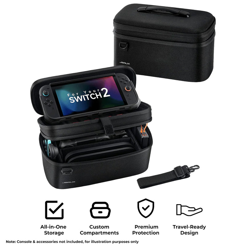 JSAUX All-in-One Travel Storage Carrying Case for Nintendo Switch 2 (Black) (BG0121)