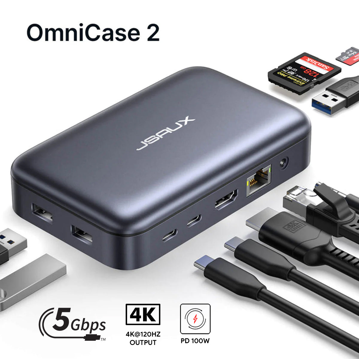JSAUX OmniCase 2 USB-C 10-in-1 Storage Docking Station (Grey) (MP03)