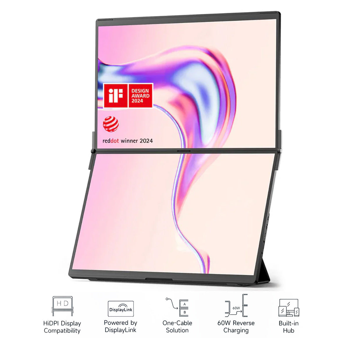 JSAUX FlipGo Pro 16" 2560x1600 Dual Stacked Portable Monitor (Black) (PM0205)