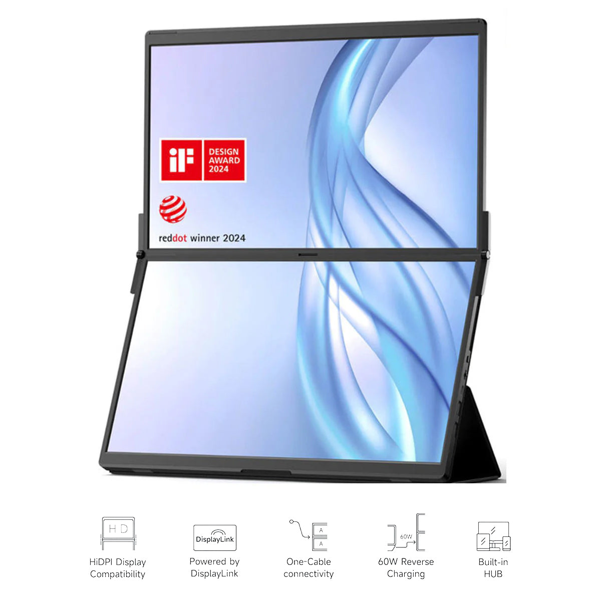 JSAUX FlipGo Pro 15.6" 1920x1080 Dual Stacked Portable Monitor (Black) (PM0209)