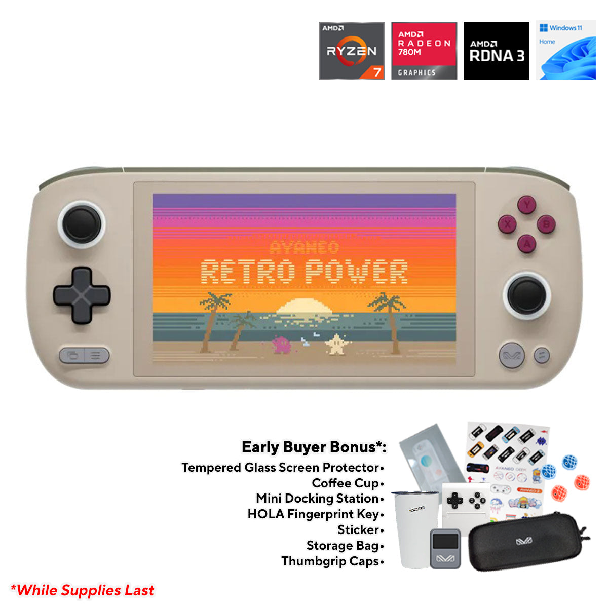 Ayaneo Air 1S AMD RYZEN 7 7840U 32GB RAM + 2TB SSD Handheld PC Gaming Console (Retro Power)