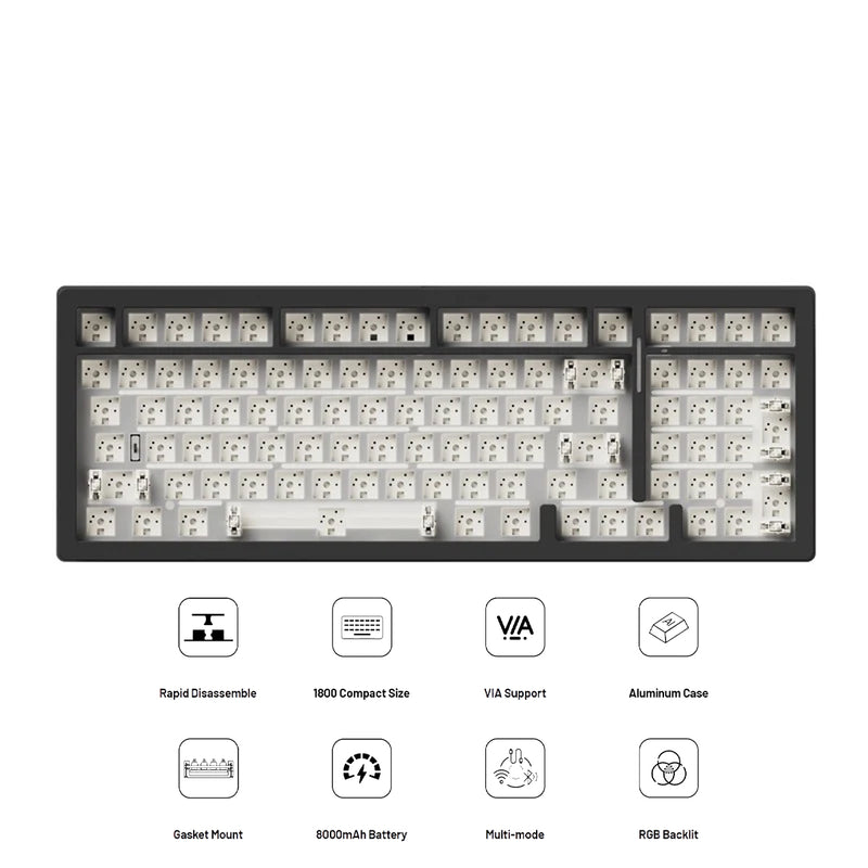 MonsGeek M2 V5 VIA Barebone Custom Kit Aluminum Case Multi-Mode RGB Hot-Swappable Mechanical Keyboard (Dark Night)