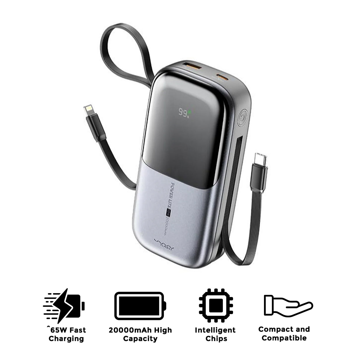 Vyvylabs Power Lite Digital Display Power Bank 20000mAh 65W