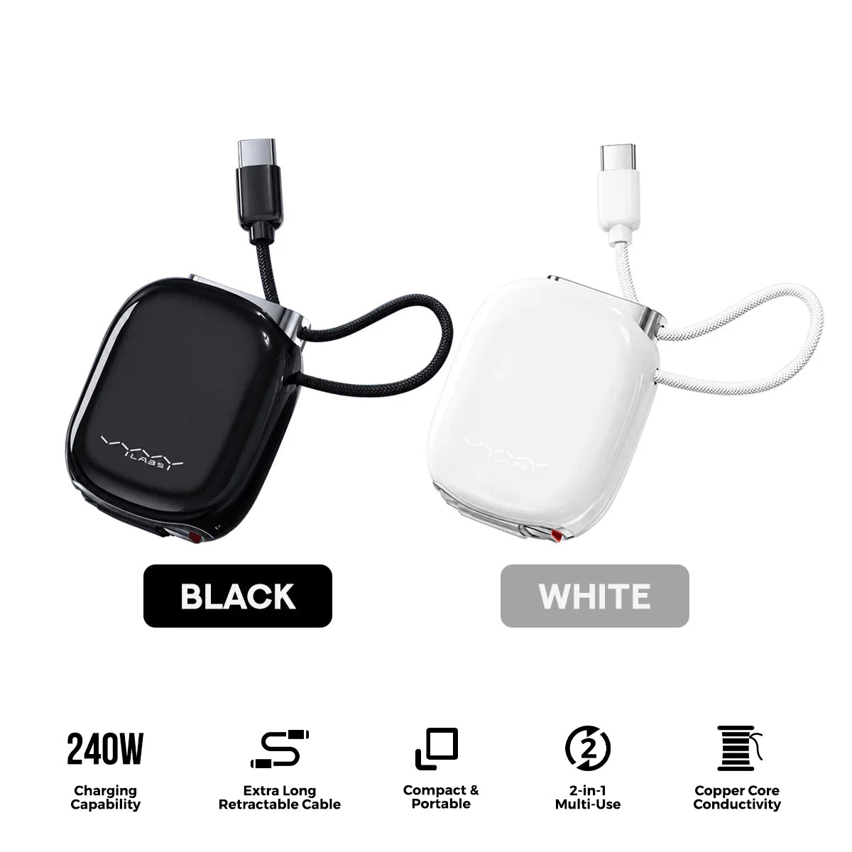 Vyvylabs Elegant Retractable Type-C to Type-C Cable 240W