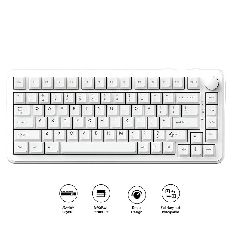 Ajazz AK820 Max No Light Wired 75% 82-Keys Gasket-Mounted South Facing Hot Swappable Mechanical Keyboard Knob