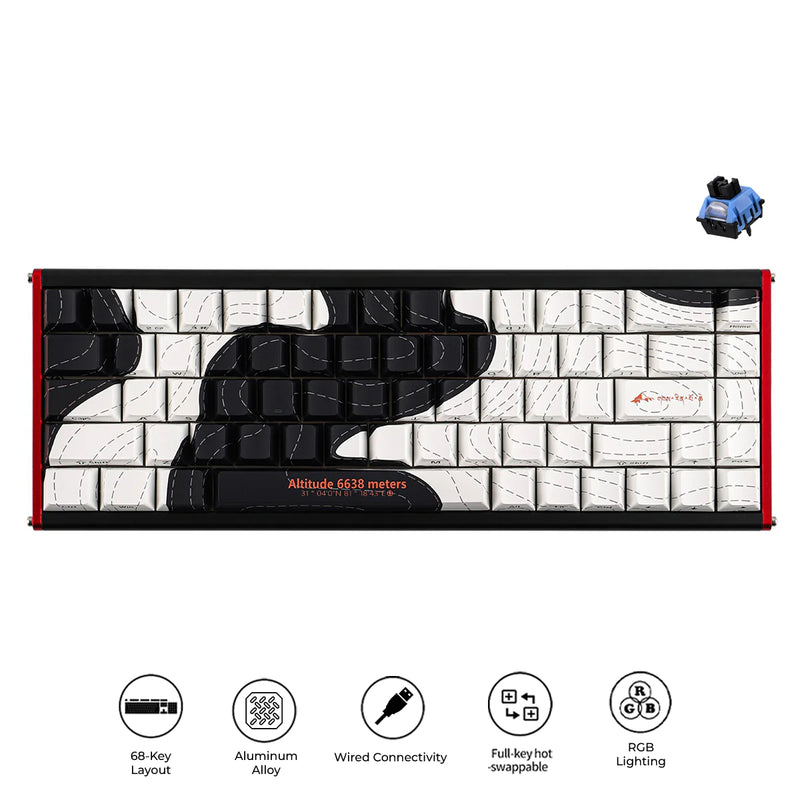 Ajazz ALUX68 Max RGB Wired 68-Keys Aluminum CNC Case Hot-Swappable Mechanical Keyboard (Mount Kailash: The Ryhthm of Night and Day) (Aquarius Magnetic Switch)