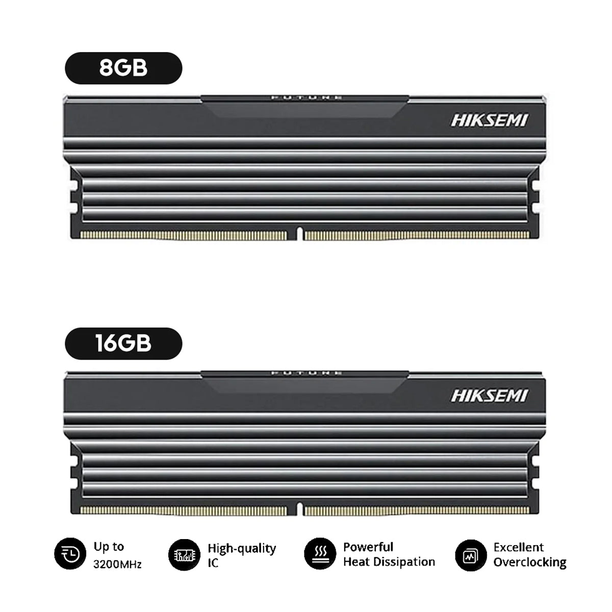 Hiksemi Future Non-RGB Single DDR4 3200MHz U10 UDIMM Gaming Memory 