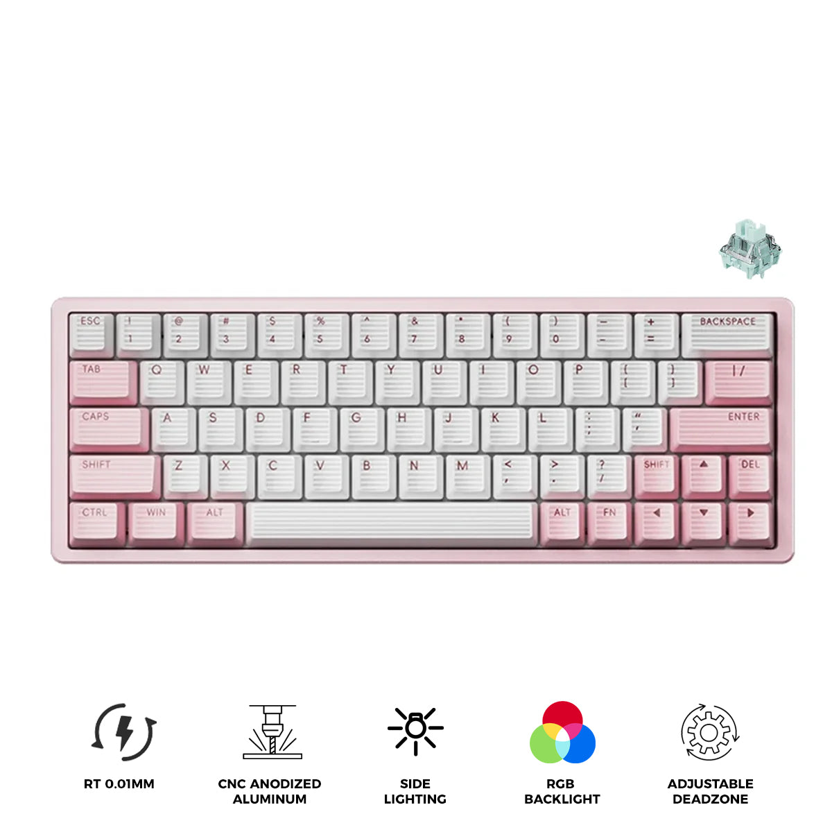 Scyrox Xpunk 63 CNC Aluminum 8K Magnetic Hall Effect Keyboard (Pink/White)
