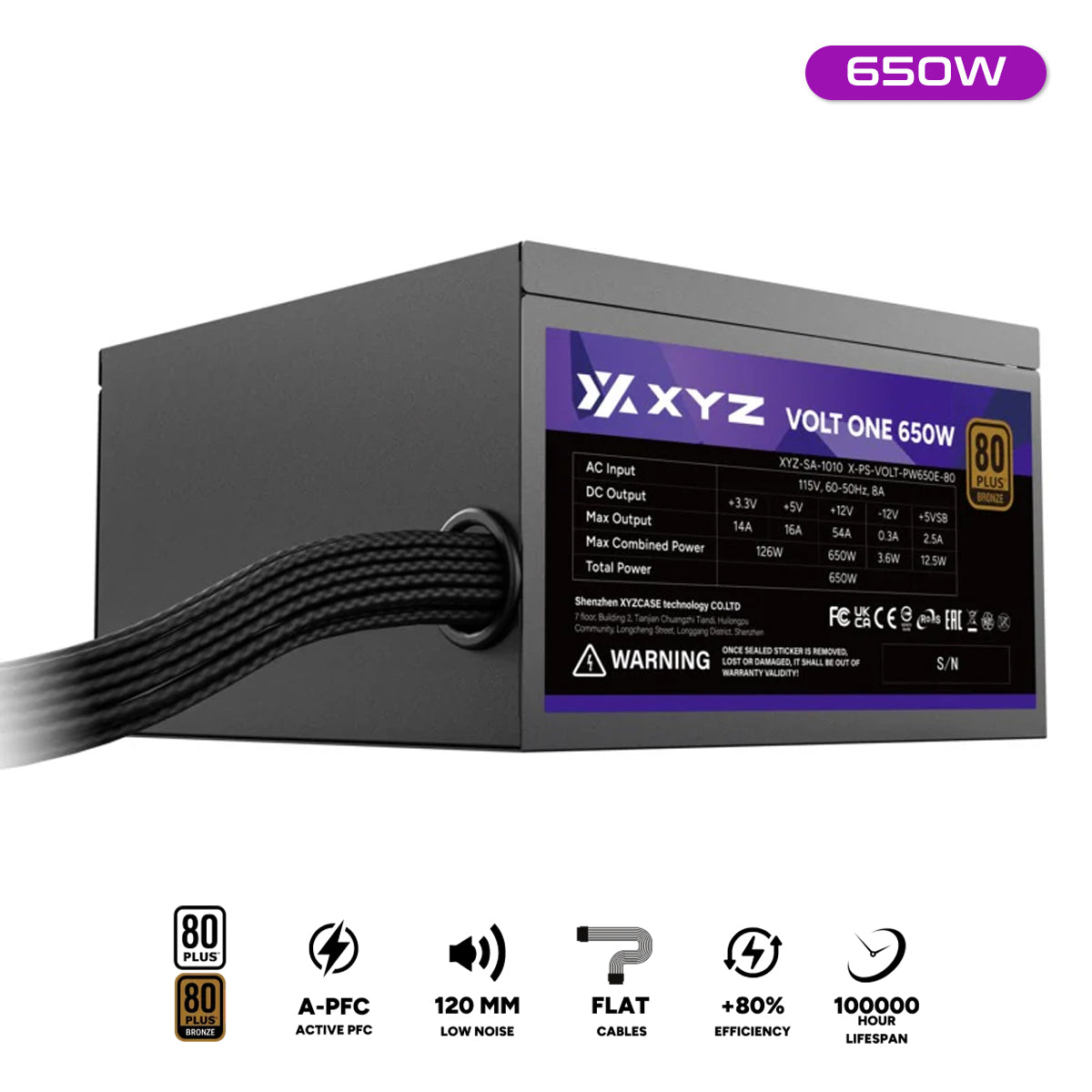 XYZ Volt One 650W ATX Power Supply 80+ Bronze Edition