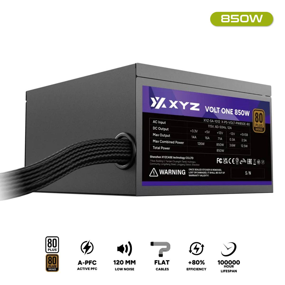 XYZ Volt One 850W ATX Power Supply 80+ Bronze Edition