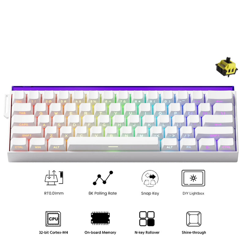 Veekos Shine60 HE Multi-Mode ARGB Backlit DIY Lightbox Hot-Swappable Magnetic Keyboard (Akko Flash Magnetic Switch)