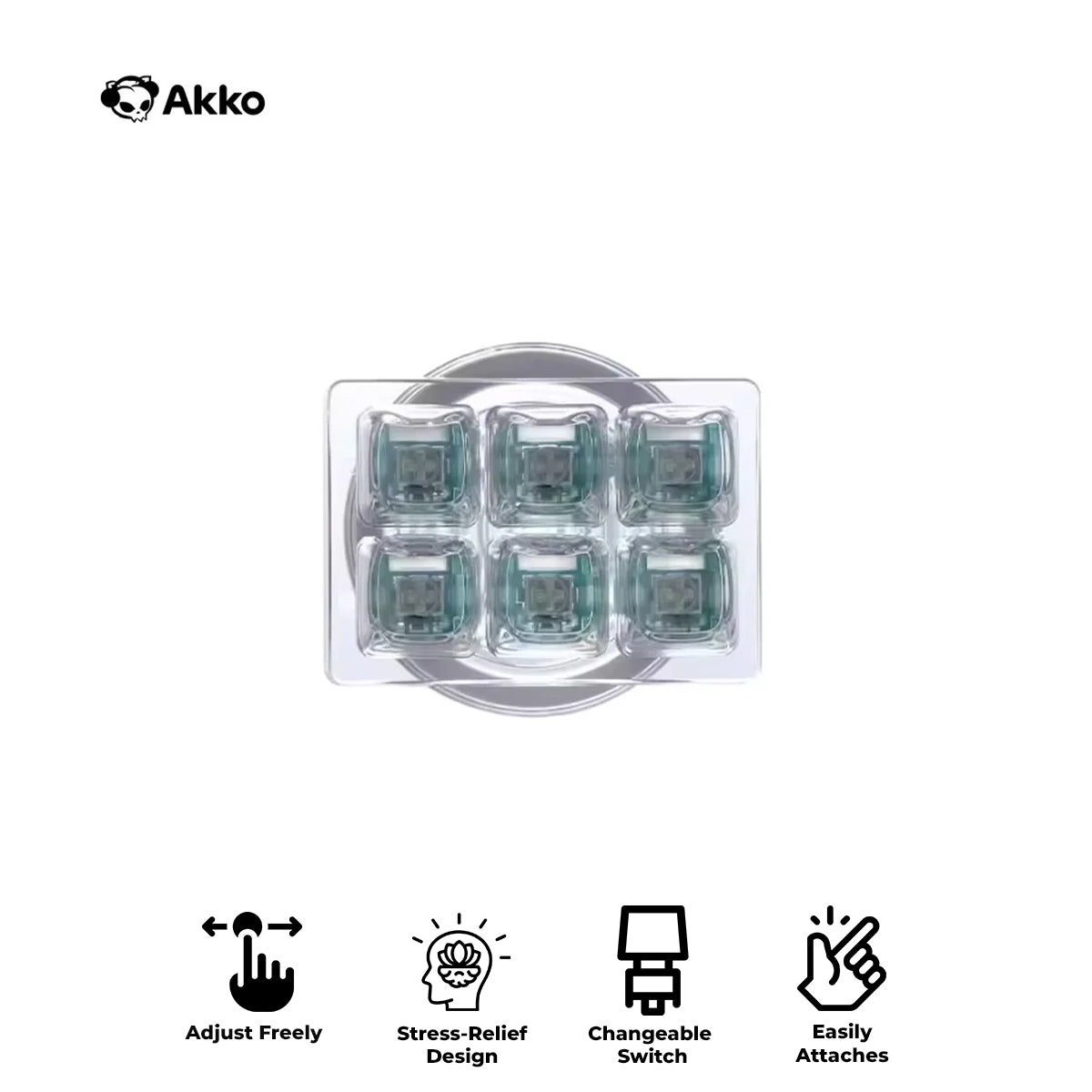 Akko Switch Tester with Magnetic Phone Holder (MAO Profile Transparent Keycaps) (Akko Creamy Cyan Switch)
