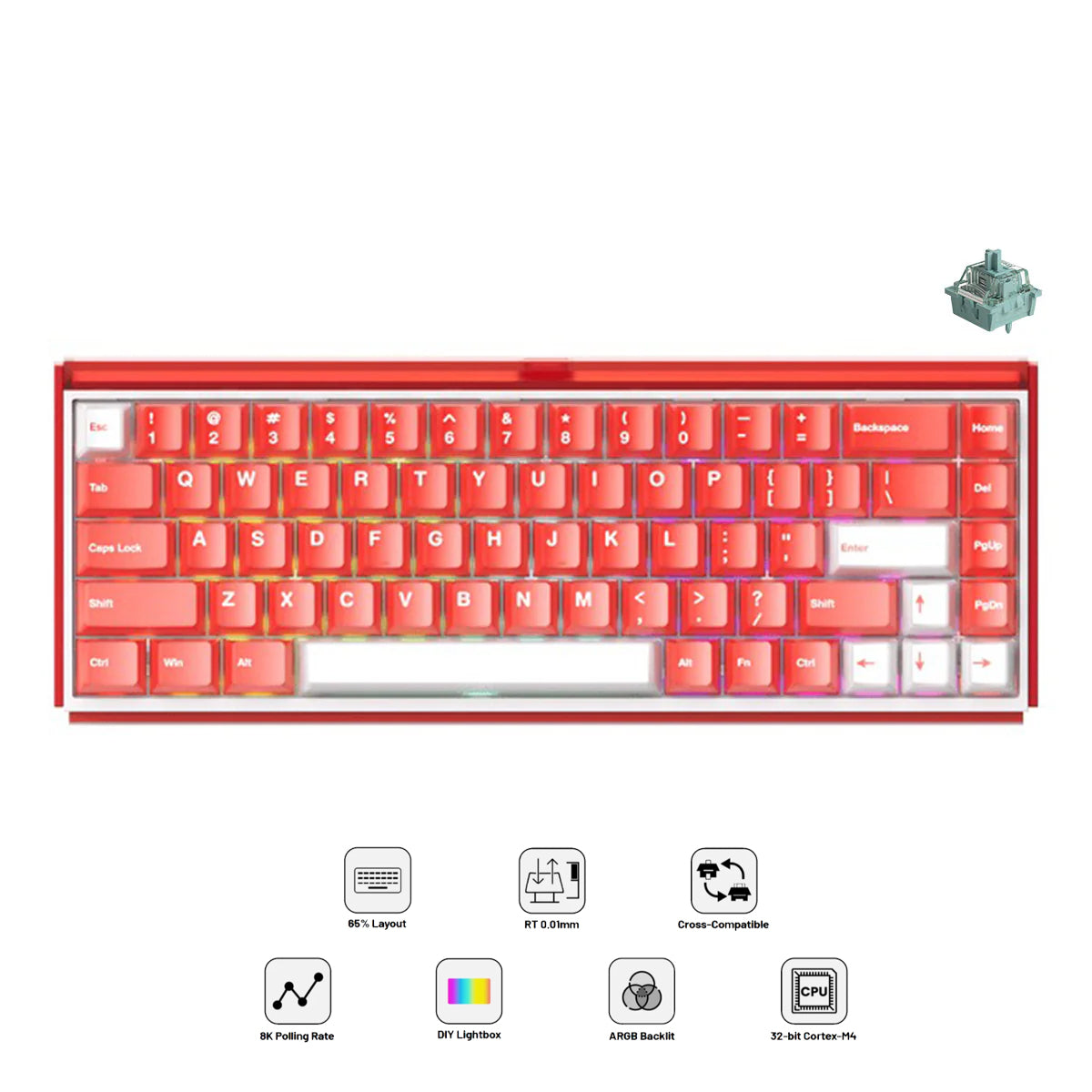 Akko Ray68 RGB Wired Mechanical Keyboard (Misty Red & White)