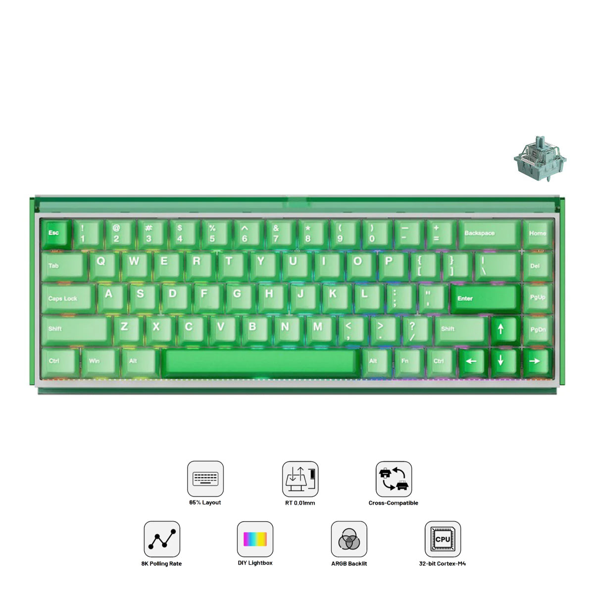 Akko Ray68 RGB Wired Mechanical Keyboard (Misty Green & White)