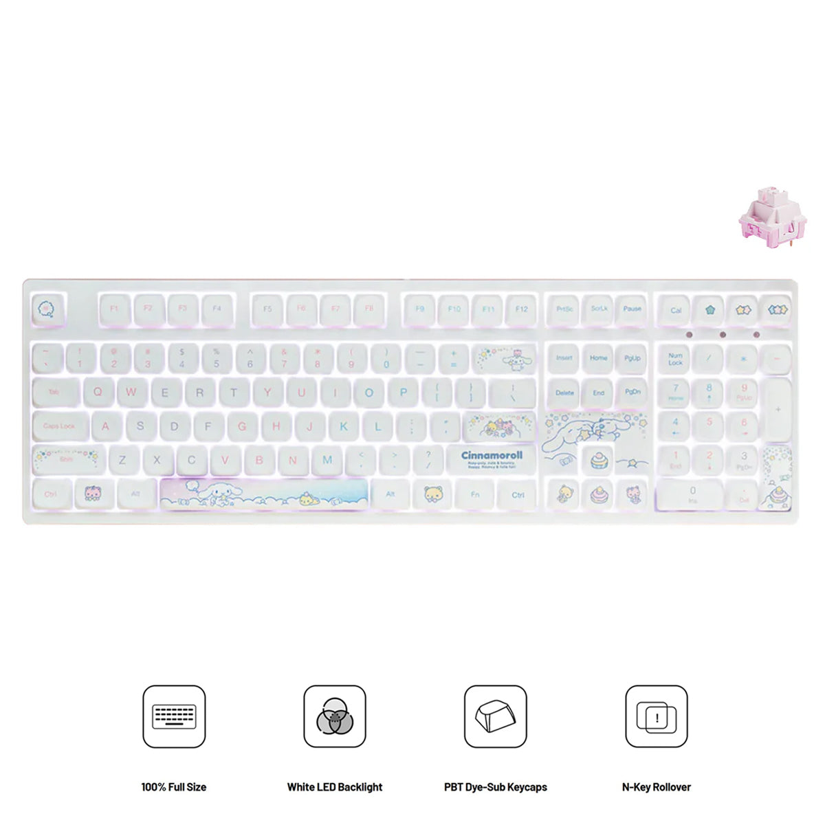 Akko Cinnamoroll 3108 V3 Wired Mechanical Keyboard (Akko Frost Pink Switch)