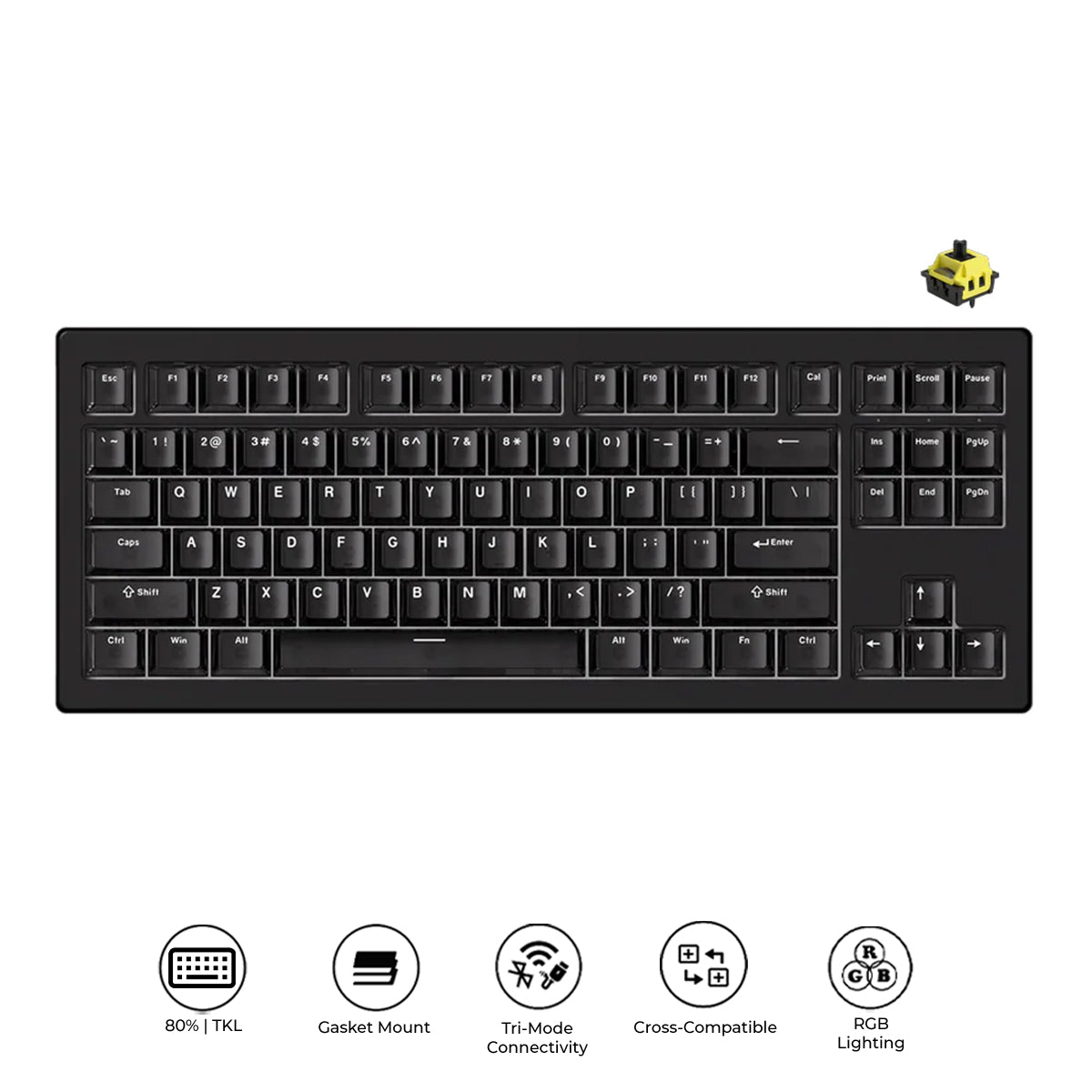 Akko 5087 V3 Tri-Mode RGB Hot-Swappable Magnetic Keyboard Black Transparent (Flash Switch) (016-052-079-049-050)