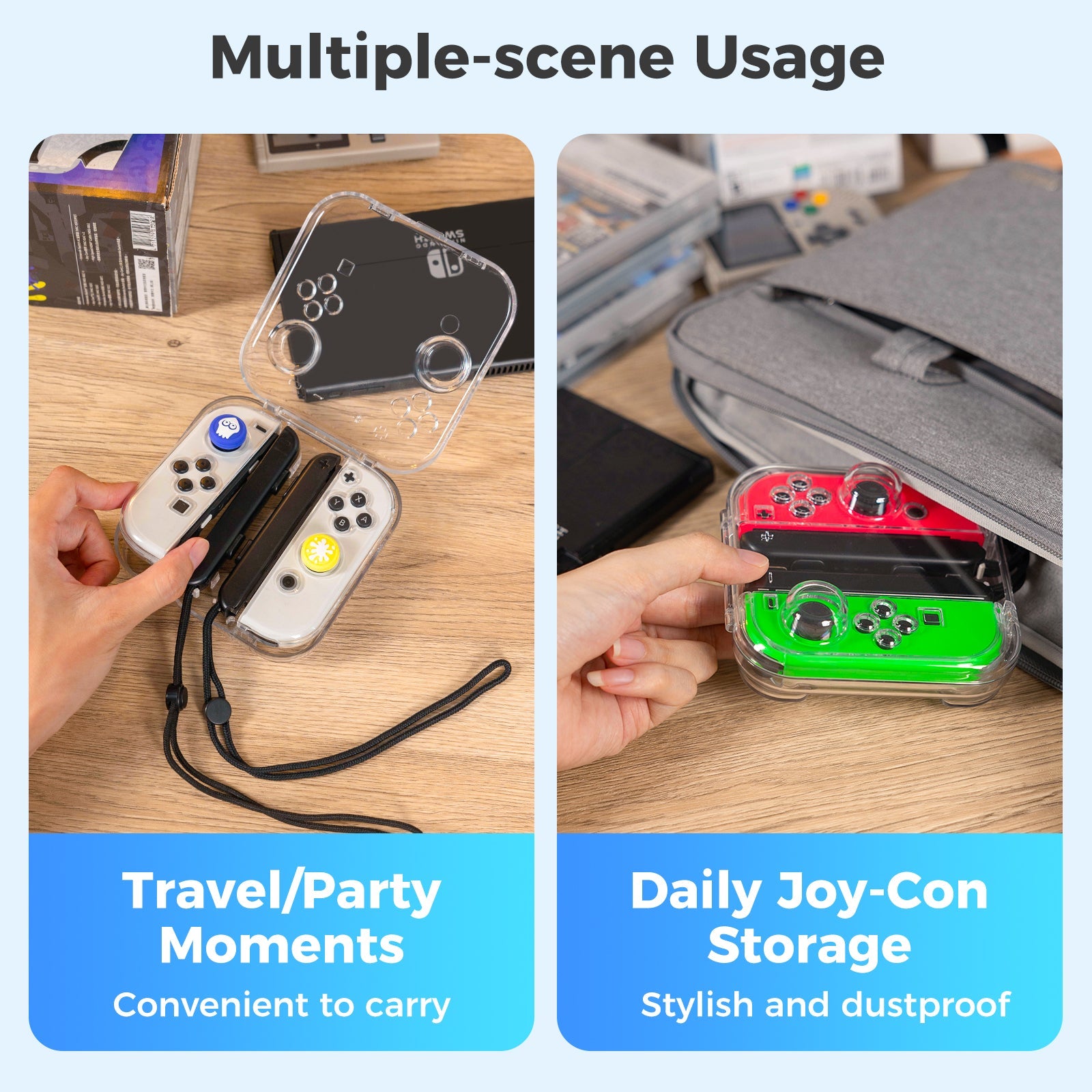 IINE Transparent Storage Case for Switch Joy-Con Controller Left & Right (L992)