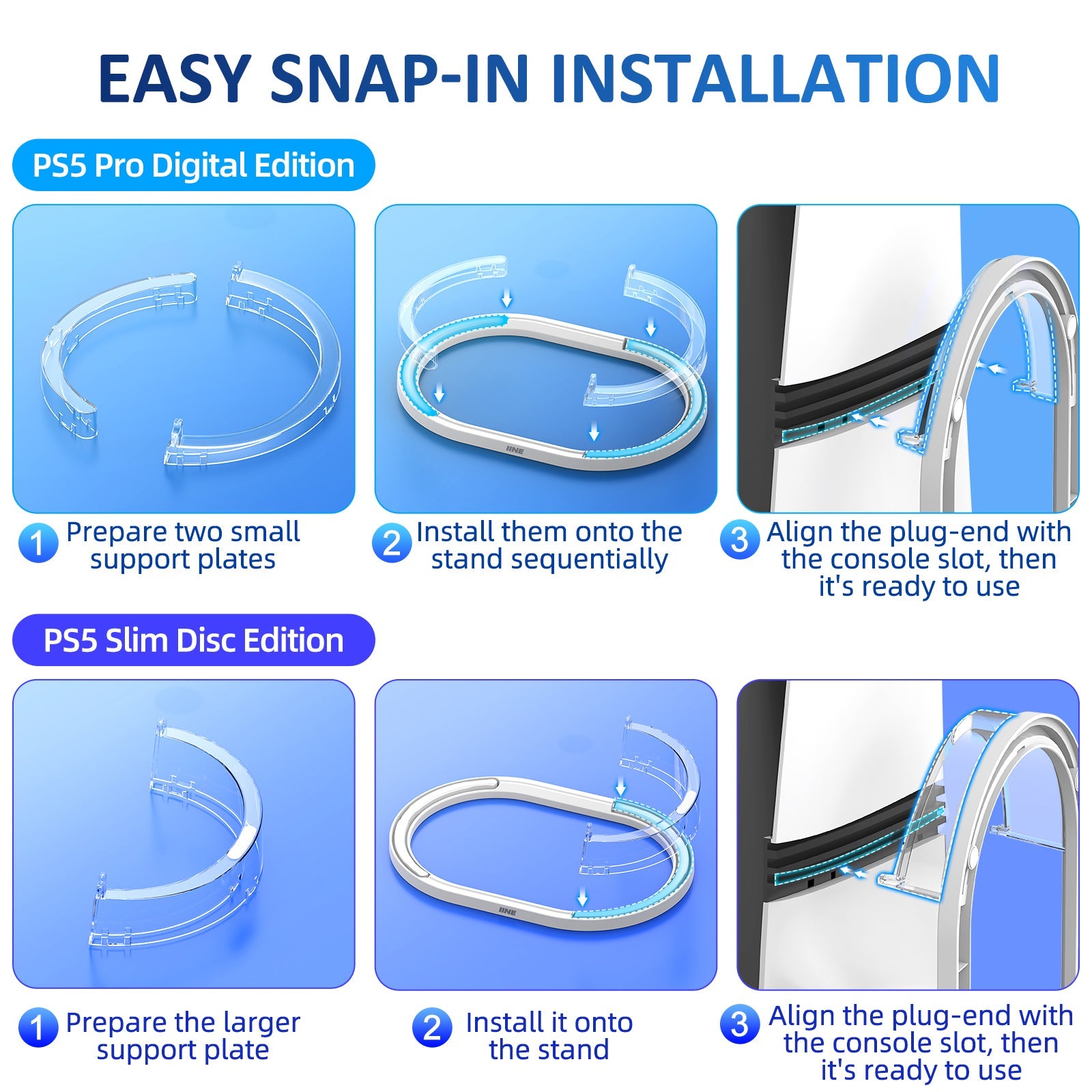IINE Horizontal Stand for PS5 Pro (Transparent) (L1107)