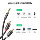 Ugreen 3.5mm Male To 2 RCA Male Audio Cable - Gray (1.5M, 2M, 3M, 5M)
