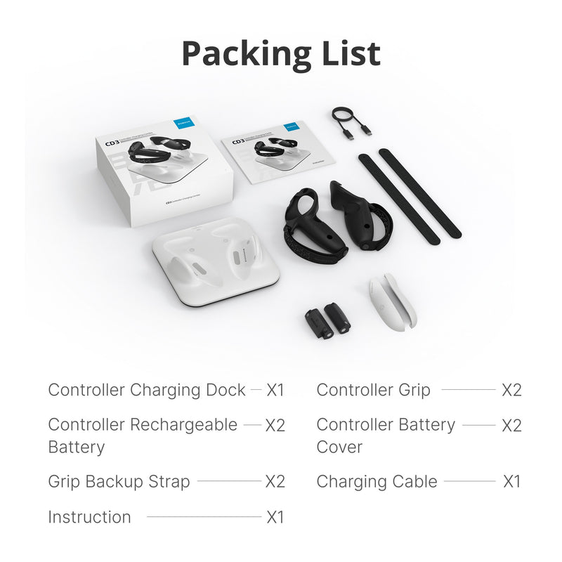 BoboVR CD3 Controller Charging Combo for Meta Quest 3/3S