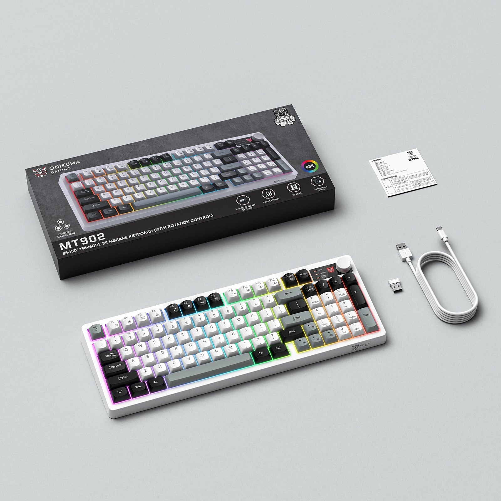 Onikuma MT902 Tri-Mode RGB 95 Keys Membrane Keyboard