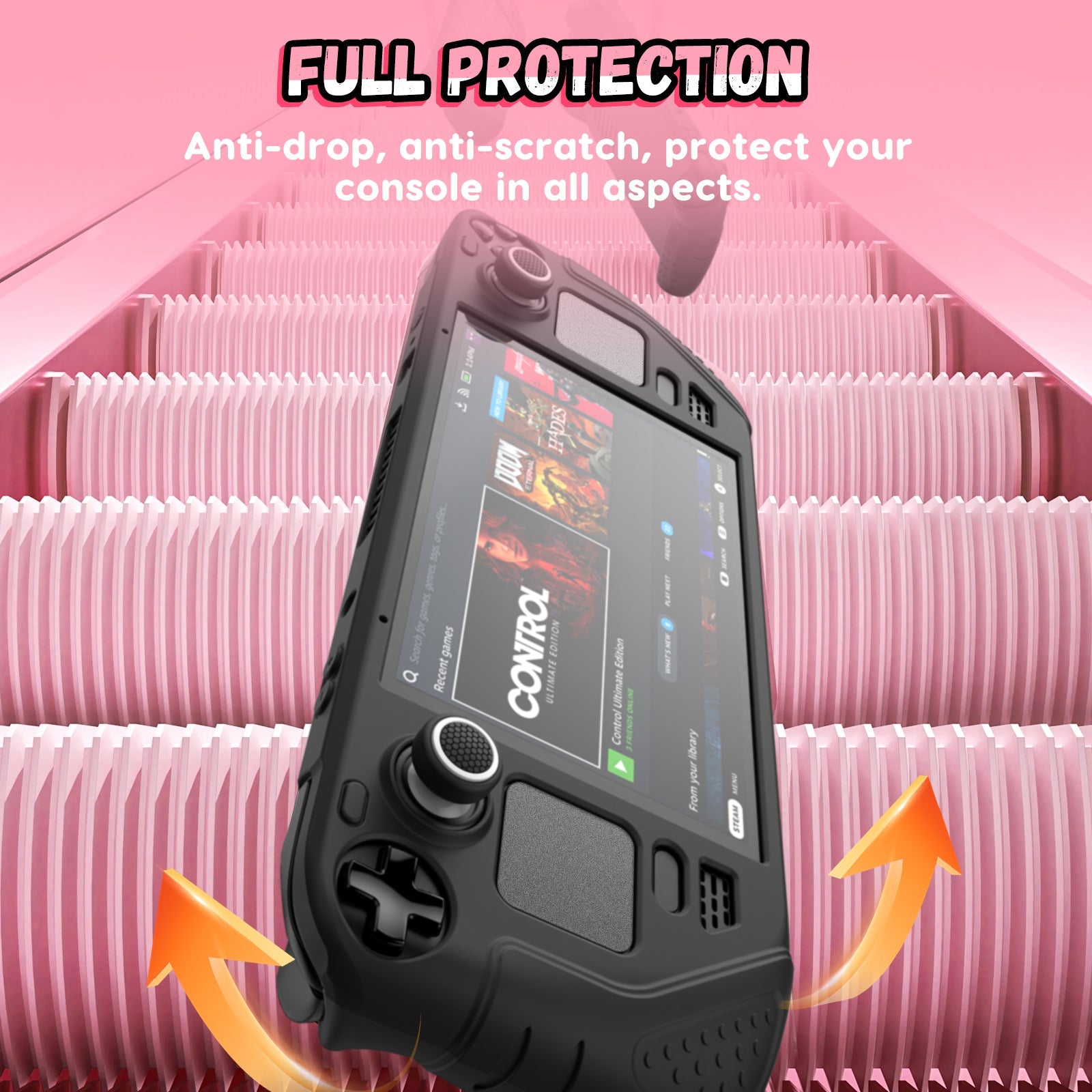 IINE Protective Case Set for Steam Deck OLED (Pink, Black)
