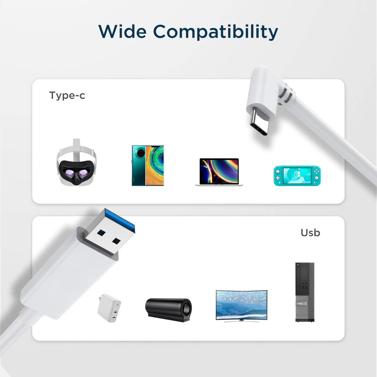 Kiwi Design Link Cable USB Type-C (5M) For Oculus Quest 2 (Black)