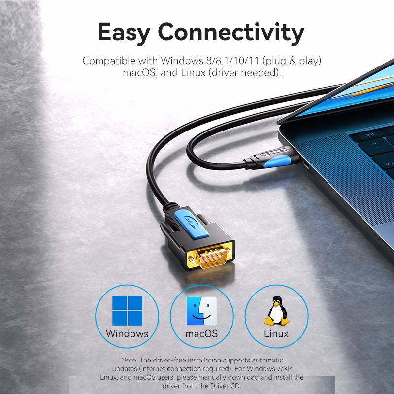 Vention USB to RS232 Serial Adapter - 2M (Black) (VAS-C02-B200)