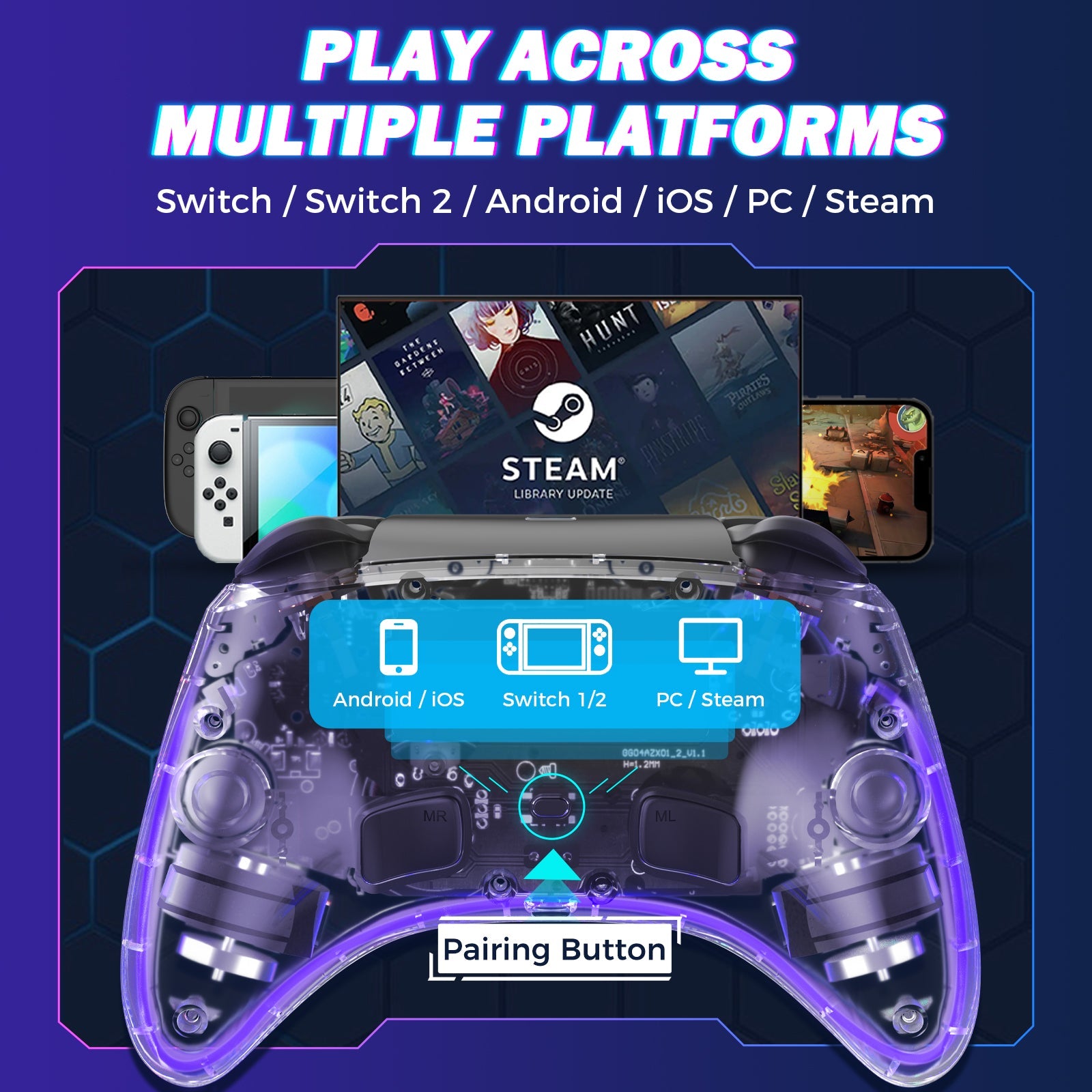 IINE Astraea Transparent Wireless Controller for NS / NS2 (L1260)
