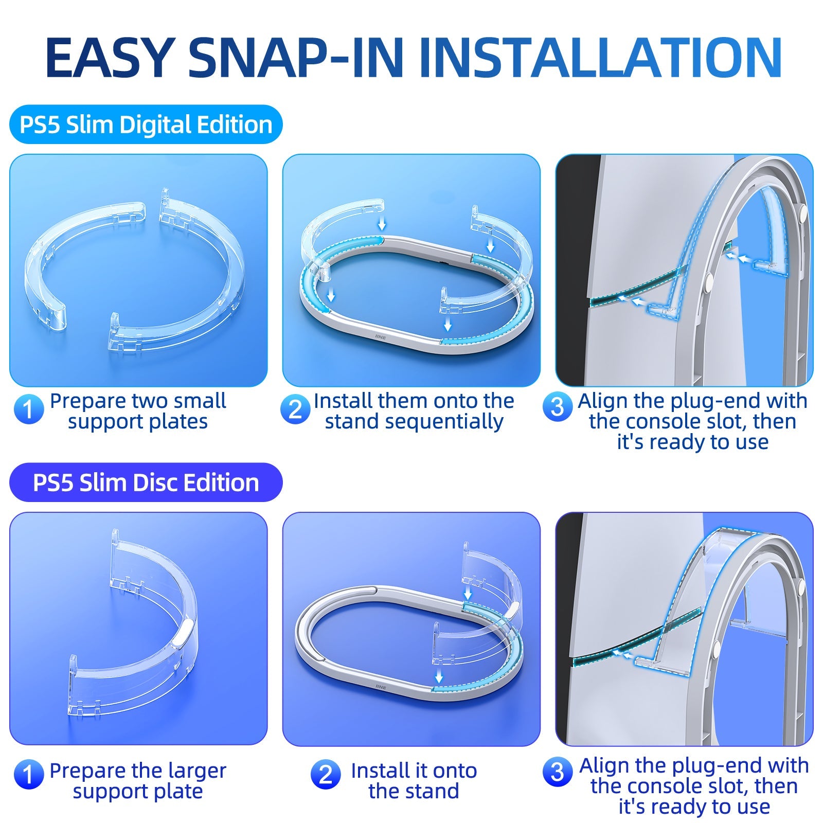IINE Horizontal Stand for PS5 Slim (Transparent) (L985)