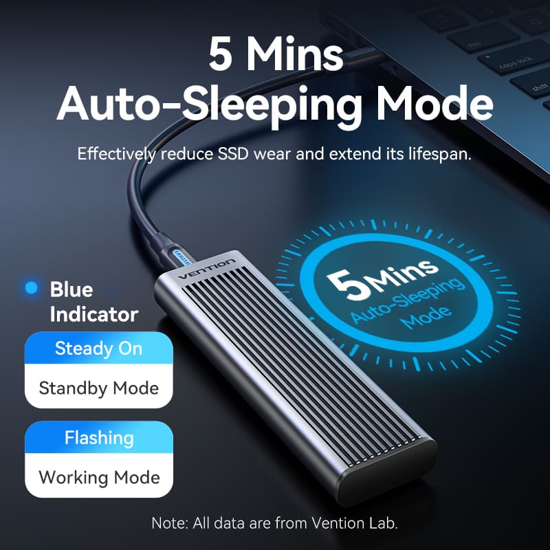Vention M.2 NVMe & SATA SSD Enclosure (USB 3.2 Gen 2-C) with Heat Sink