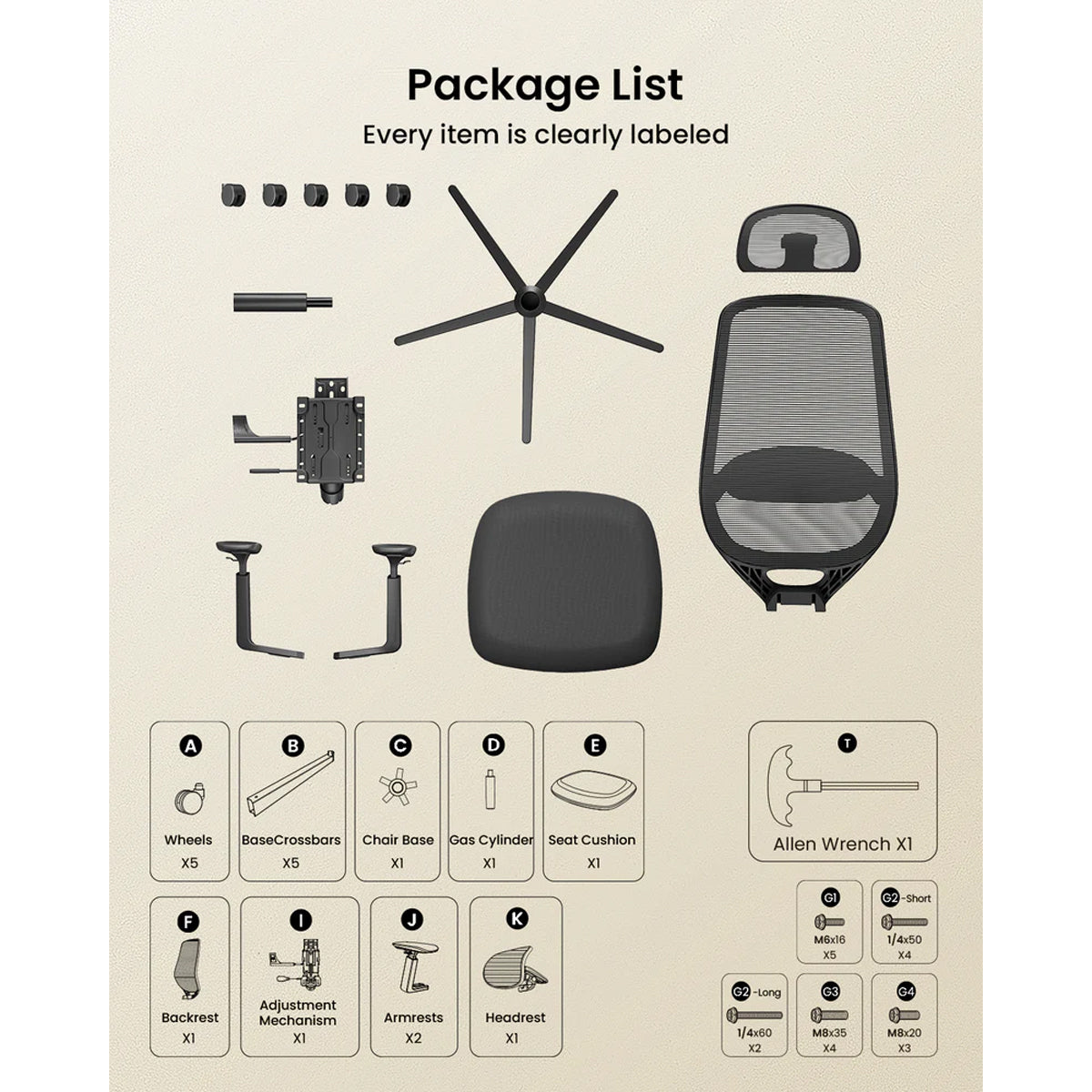 ProtoArc EC200 Ergonomic Mesh Office Chair (Black, Grey) (CP016352, CP016353)