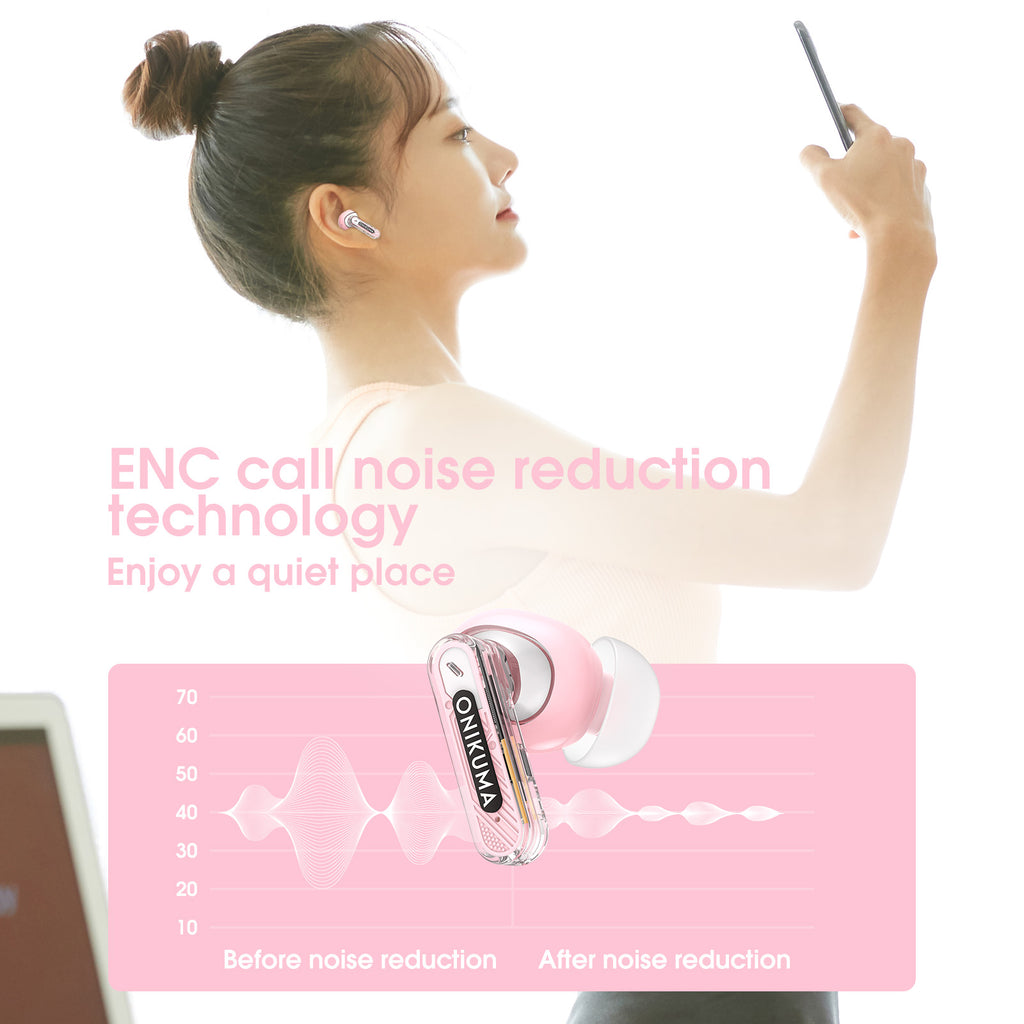 Onikuma T5 Trend Wireless Earphones With Hi-Fi Sound Quality & Noise Reduction