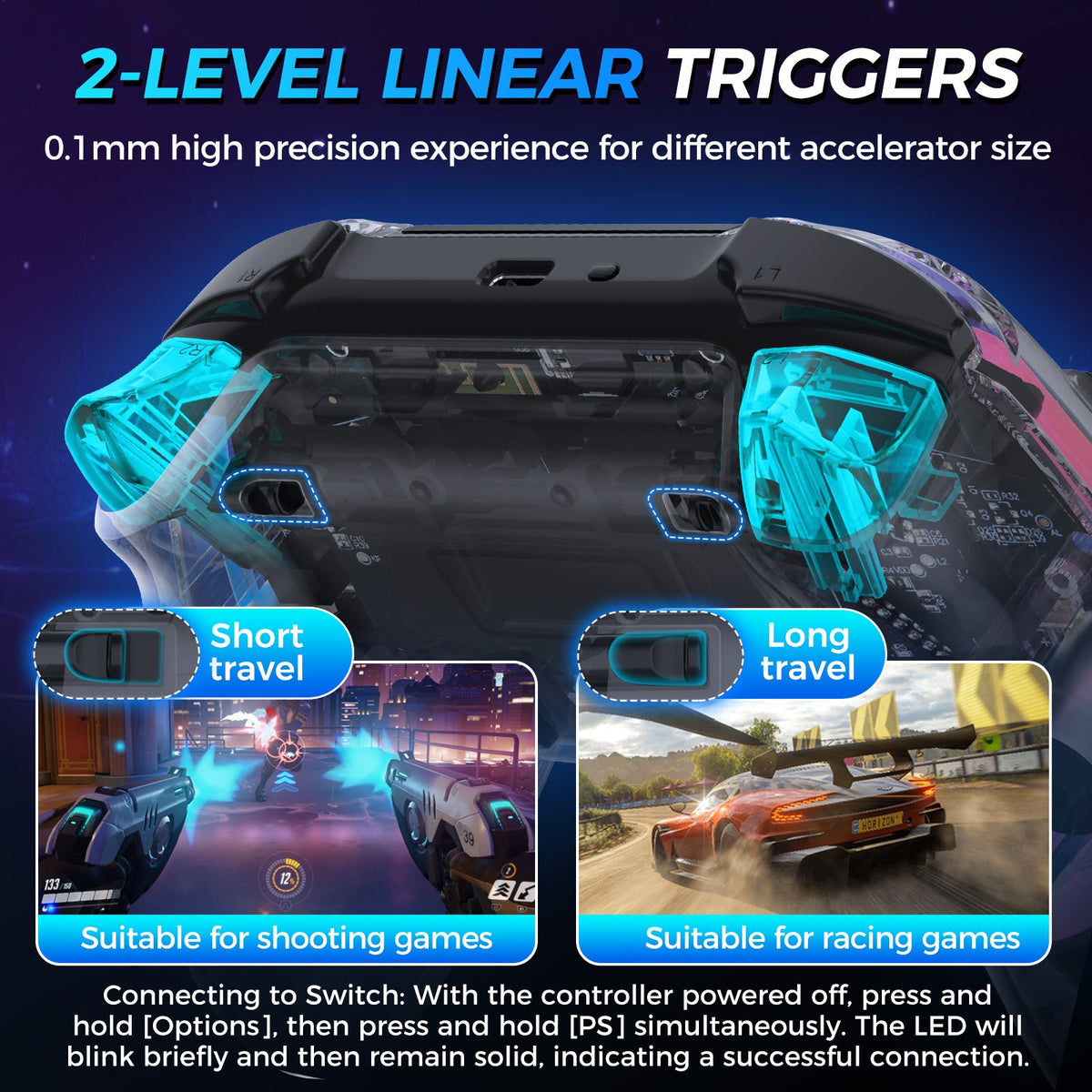 IINE Bastet Wireless Controller for PS4 / PC (Transparent) (L977)