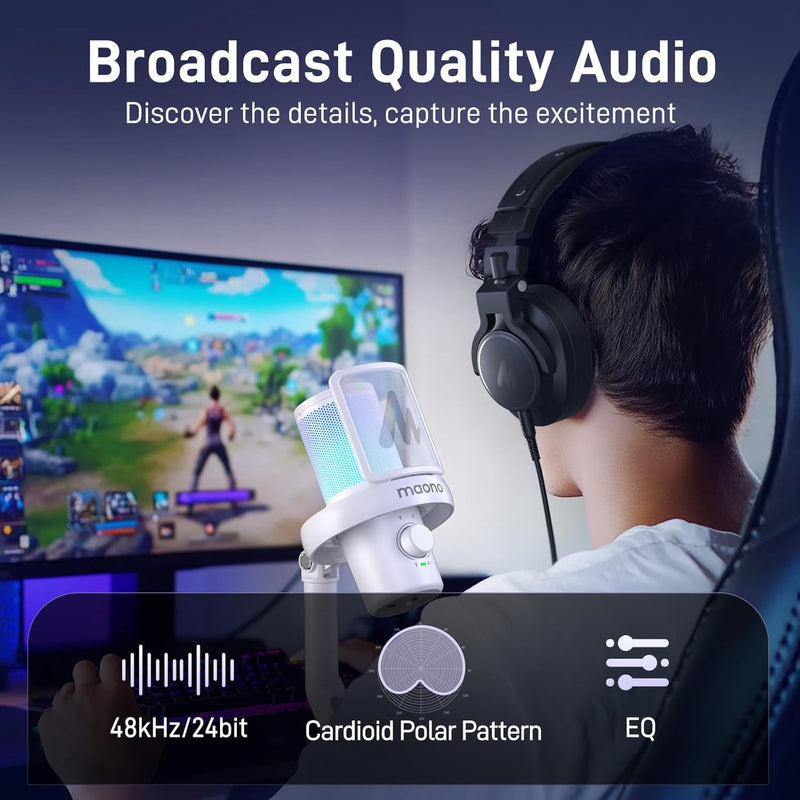 Maono DM40 Pro Wireless RGB Condenser Gaming Desktop Microphone