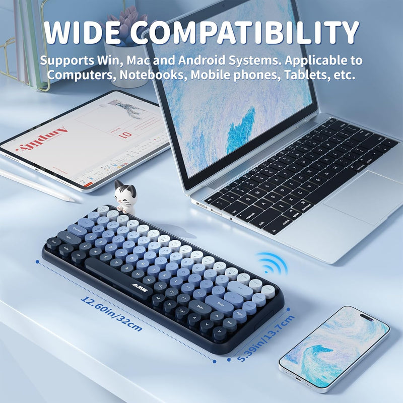 Ajazz 308I 84-Keys Bluetooth Wireless Membrane Keyboard (Mist Blue)