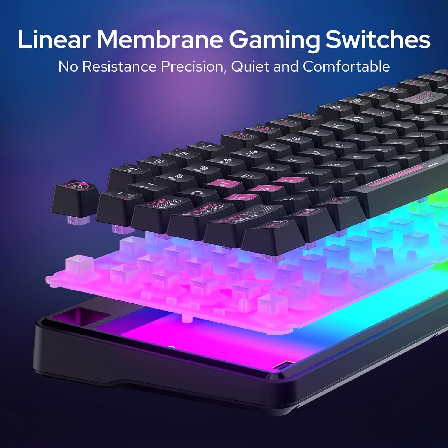 Redragon RM104 Pro Volcano Tri-Mode 104-Key Wireless RGB Membrane Mechanical Gaming Keyboard