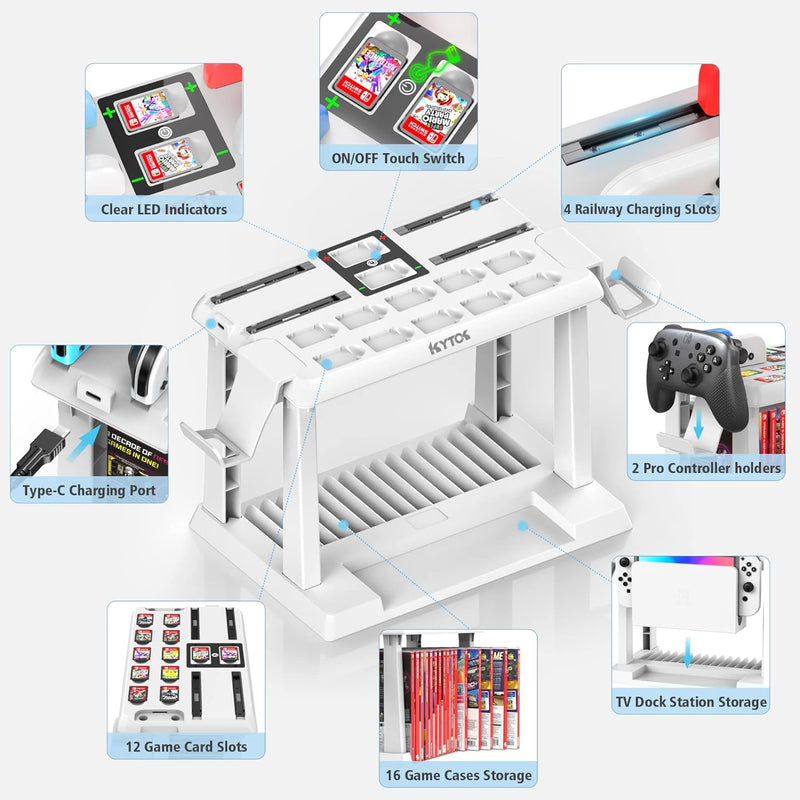 Kytok Controller Charger with Game Slot & Controller Holder