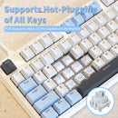 Ajazz AK35I V3 RGB Wired 100% 104-Keys Gasket-mounted Hot Swappable Mechanical Keyboard (Blue/White/Blue) (Sea Salt Switch, Hyacinth Switch)