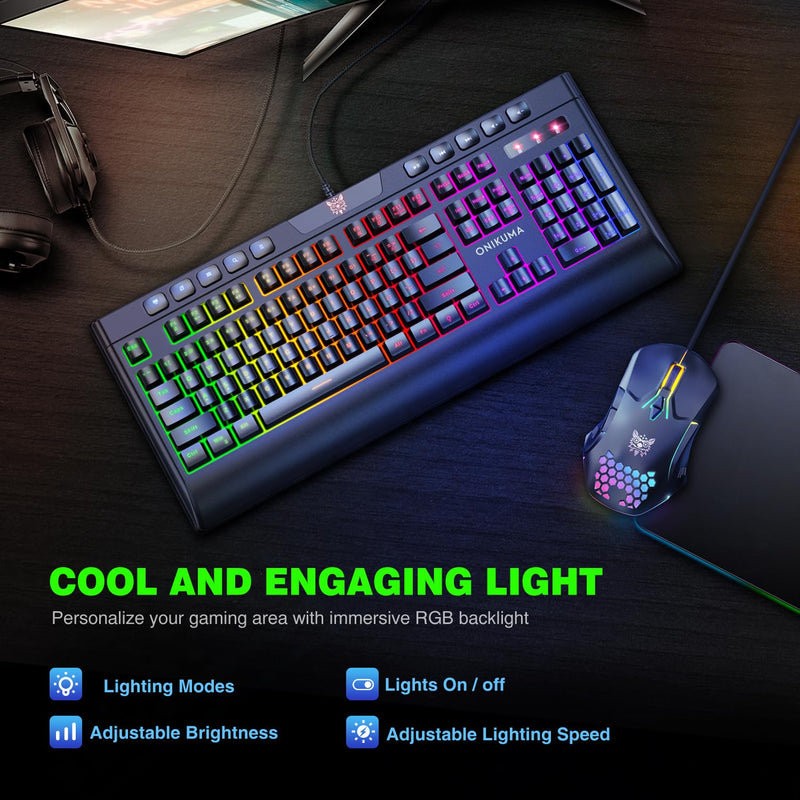 Onikuma G21 + CW902 RGB Wired Mechanical Keyboard Mouse Set 