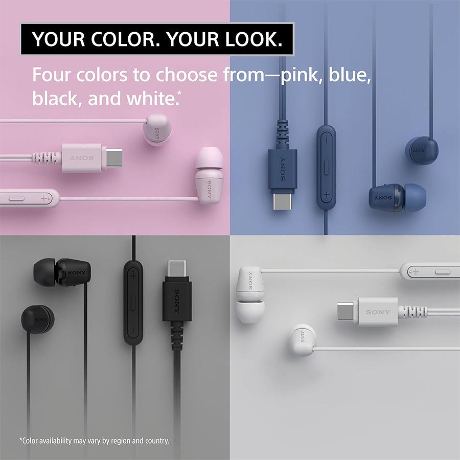Sony IER-EX15C USB-C Wired Headphones (Black, White, Blue, Pink)