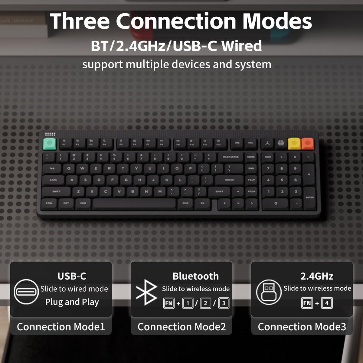 NuPhy Node100 Low-Profile Hot-Swappable Full-Size Wireless Mechanical Keyboard (Blush nano Switch)
