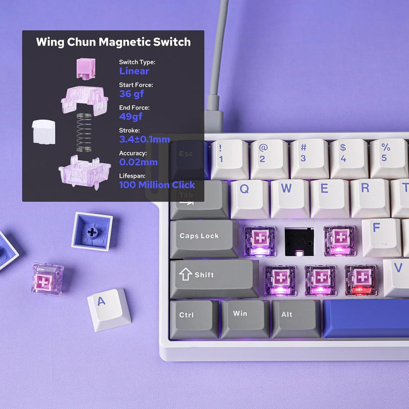 Aula WIN60 HE Max 61-Key RGB 60% Wired Magnetic Switch Gaming Keyboard