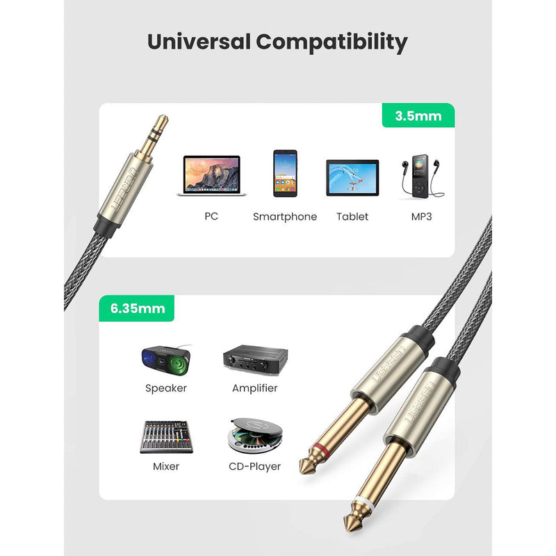 Ugreen AV126 3.5mm TRS To Dual 6.35Mm TS Audio Cable