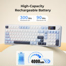 Redragon Aria Pro K527WBL Tri-Mode Ultra-Quiet Membrane RGB Keyboard with LCD Display & KnobControl
