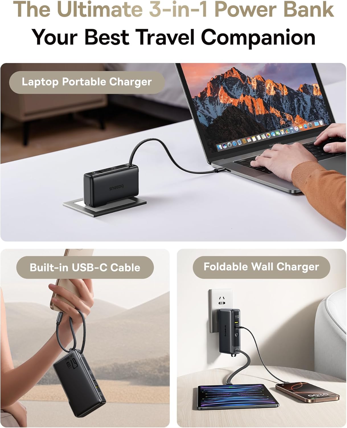 Baseus Nomos NT11 3-in-1 Omni-Charge Power Bank with Digital Display